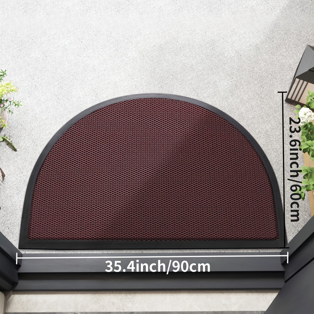 Non-Slip Semi Circle Doormat Cotton-Poly Blend Durable Outdoor Front Door Mat