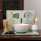 Matcha Tea Gift Set Bamboo and Ceramic Tea Making Kit 2 or 7 Pieces Natural Finish