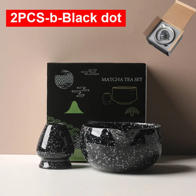 Japanese Ceramic Matcha Bowl Set 550ml Green with Pouring Spout and Whisk Holder for Tea Ceremony