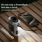 Portable Waist Fan with Power Bank 20000mAh, Hanging Neck Fan, LED Light, Strong Wind for Outdoor Work Sports