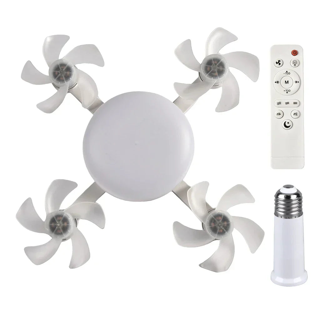 Multi Cooler Fast Ceiling Fan Light with Foldable Blades and Remote Control LED Lighting