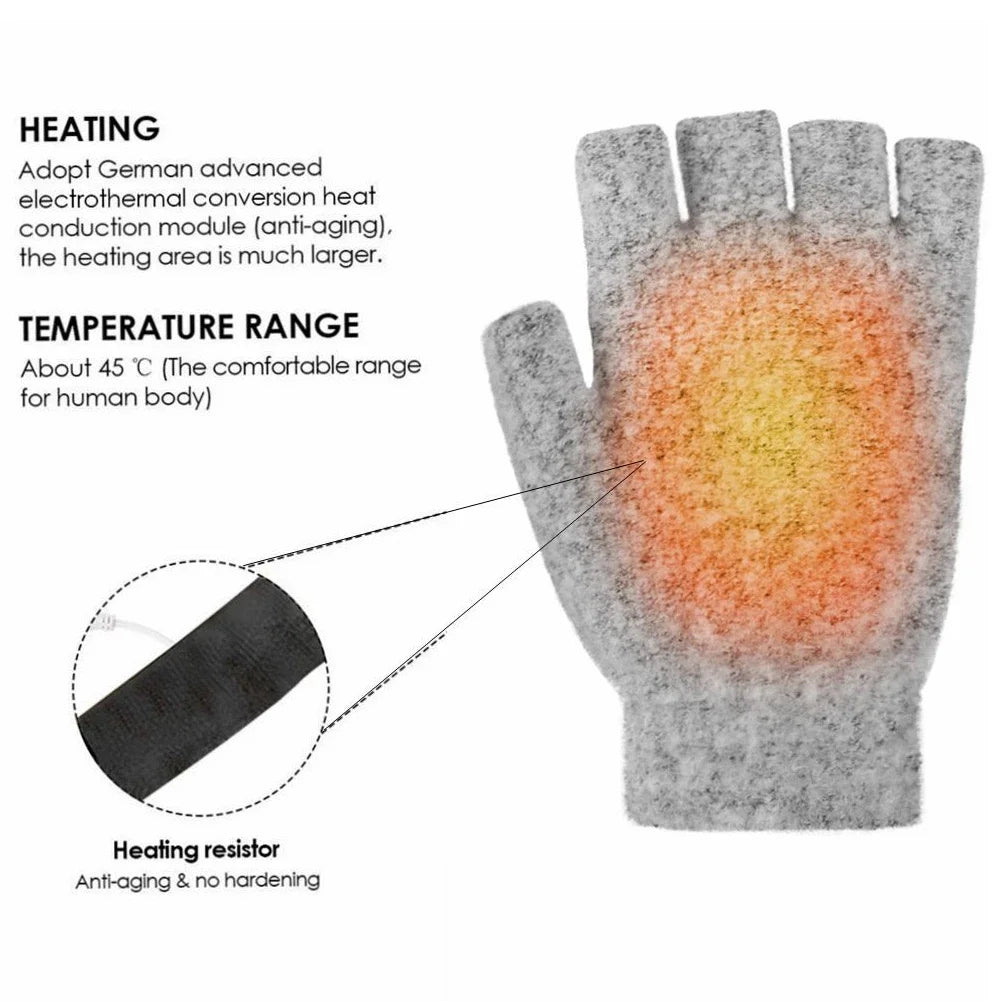 USB Rechargeable Heated Gloves Warm Wave Technology Unisex Knitted Winter Gloves One Size