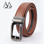 Men’s Genuine Leather Belt with Adjustable Ratchet Buckle for Casual and Formal Wear