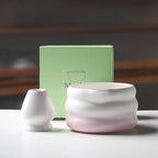 Japanese Ceramic Matcha Bowl Set 550ml Green with Pouring Spout and Whisk Holder for Tea Ceremony