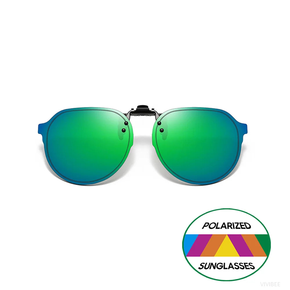 Polarized Clip-On Sunglasses with UV400 Lenses Flip-Up Mechanism Universal Fit for Glasses