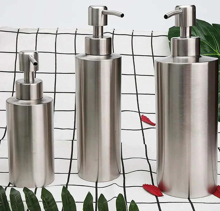 Elegant Stainless Steel Hand Pump Soap Dispenser Refillable Glossy Finish 250ml 350ml 550ml