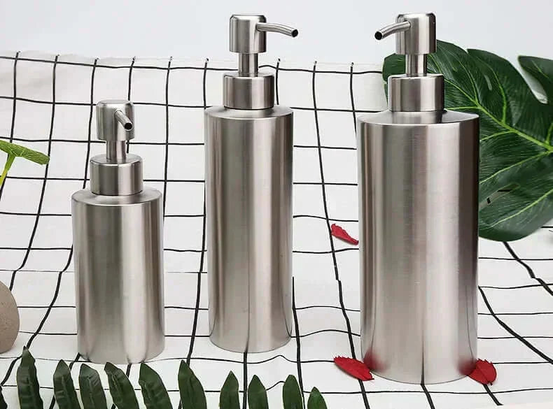 Elegant Stainless Steel Hand Pump Soap Dispenser Refillable Glossy Finish 250ml 350ml 550ml