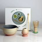 Japanese Matcha Bowl Set Ceramic Ombre Spout with Bamboo Whisk and Scoop Medium Size