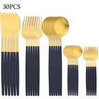 RefinedTable 30-Piece Cutlery Set Stainless Steel Dining Flatware Spoons Forks Knives