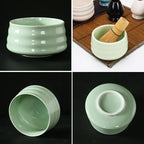 Matcha Tea Set Bamboo and Ceramic Traditional Japanese Whisk Bowl Scoop Eco-Friendly