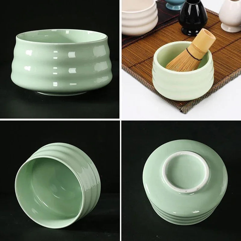 Matcha Tea Set Bamboo and Ceramic Traditional Japanese Whisk Bowl Scoop Eco-Friendly