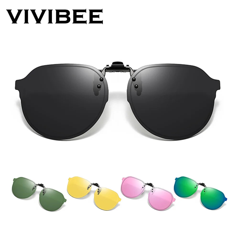 Polarized Clip-On Sunglasses with UV400 Lenses Flip-Up Mechanism Universal Fit for Glasses