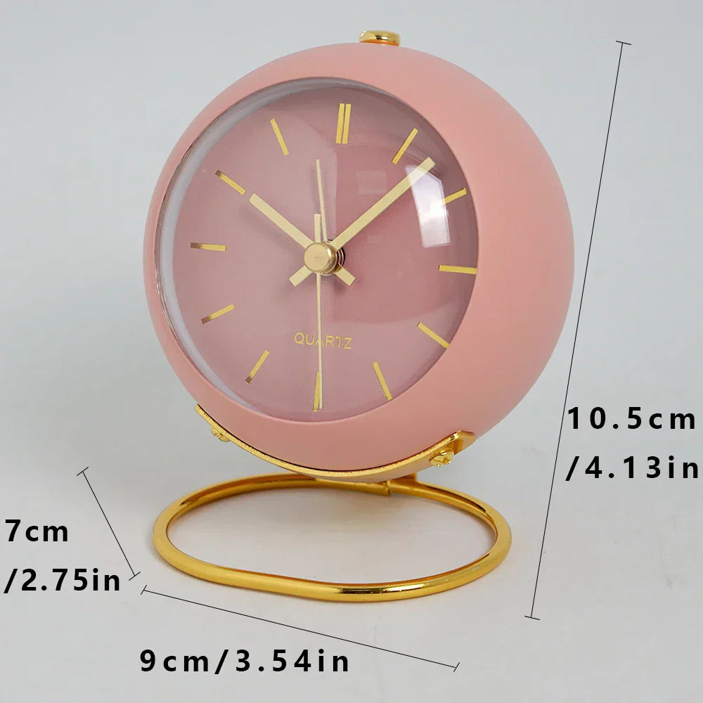 Minimalist Scandinavian Desk Clock Silent Quartz Movement Glowing Hands Metal Plastic Compact Design