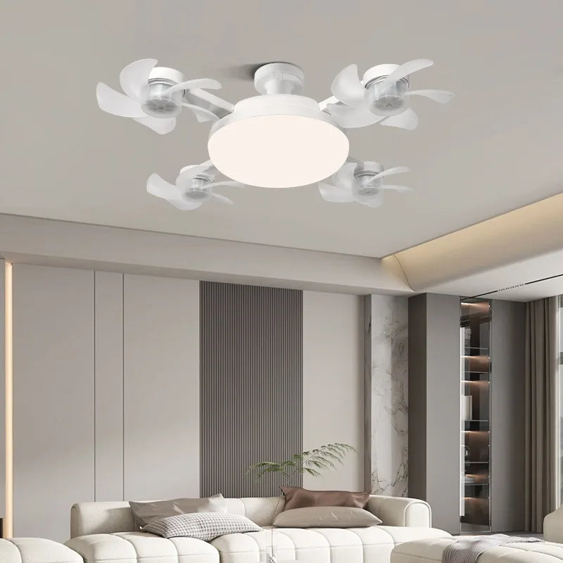 Multi Cooler Fast Ceiling Fan Light with Foldable Blades and Remote Control LED Lighting