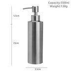 Elegant Stainless Steel Hand Pump Soap Dispenser Refillable Glossy Finish 250ml 350ml 550ml