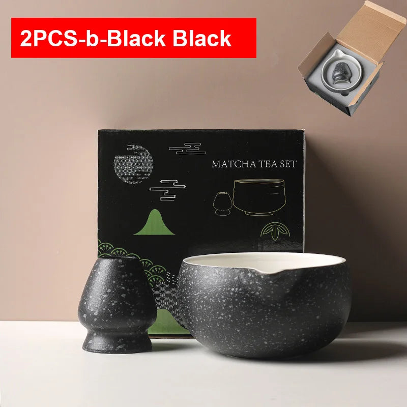 Japanese Ceramic Matcha Bowl Set 550ml Green with Pouring Spout and Whisk Holder for Tea Ceremony