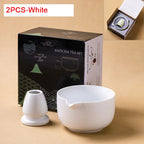 Japanese Ceramic Matcha Bowl Set 550ml Green with Pouring Spout and Whisk Holder for Tea Ceremony