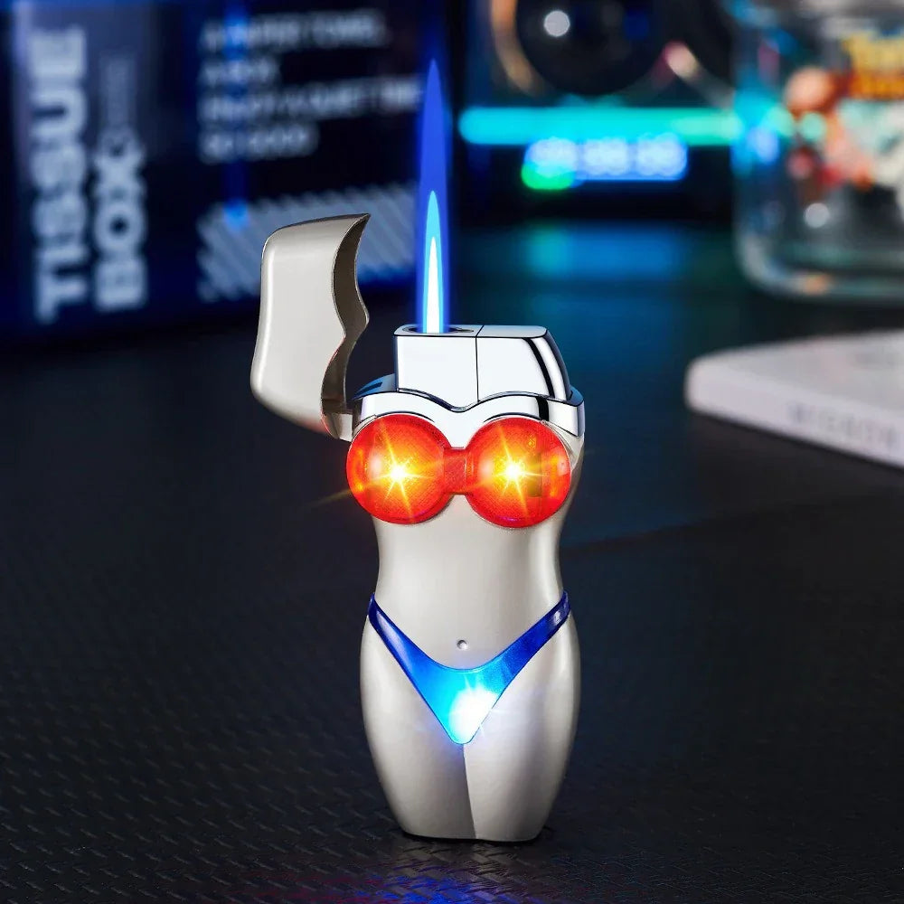 Bikini Style Windproof Jet Torch Lighter Metal Lacquered Finish Compact Handheld Novelty Design