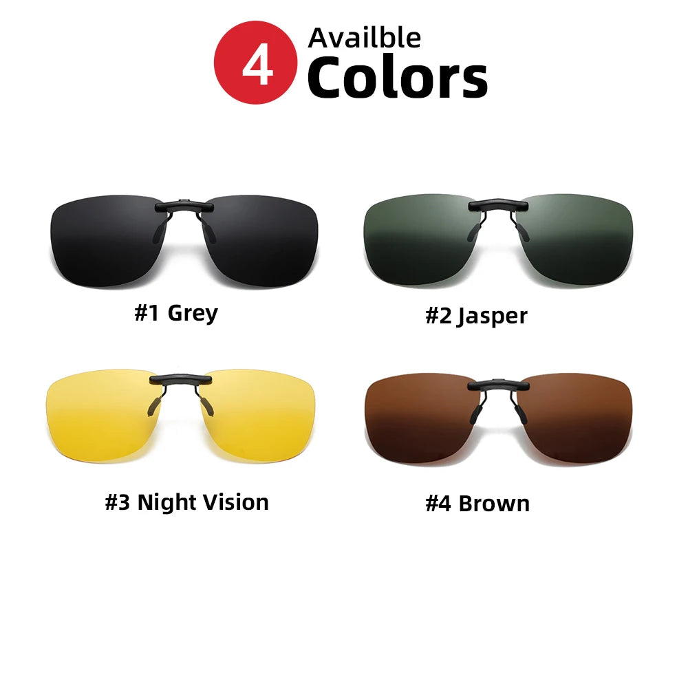 Clip-On Polarized Sunglasses UV400 with Square Frame for Prescription Glasses Driving Outdoor