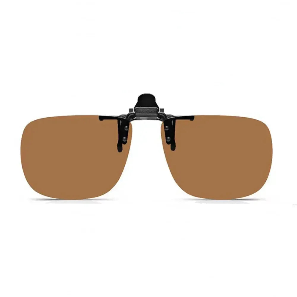 Polarized Clip-On Sunglasses Metal Vintage Square Frame UV400 Lens Glare Protection