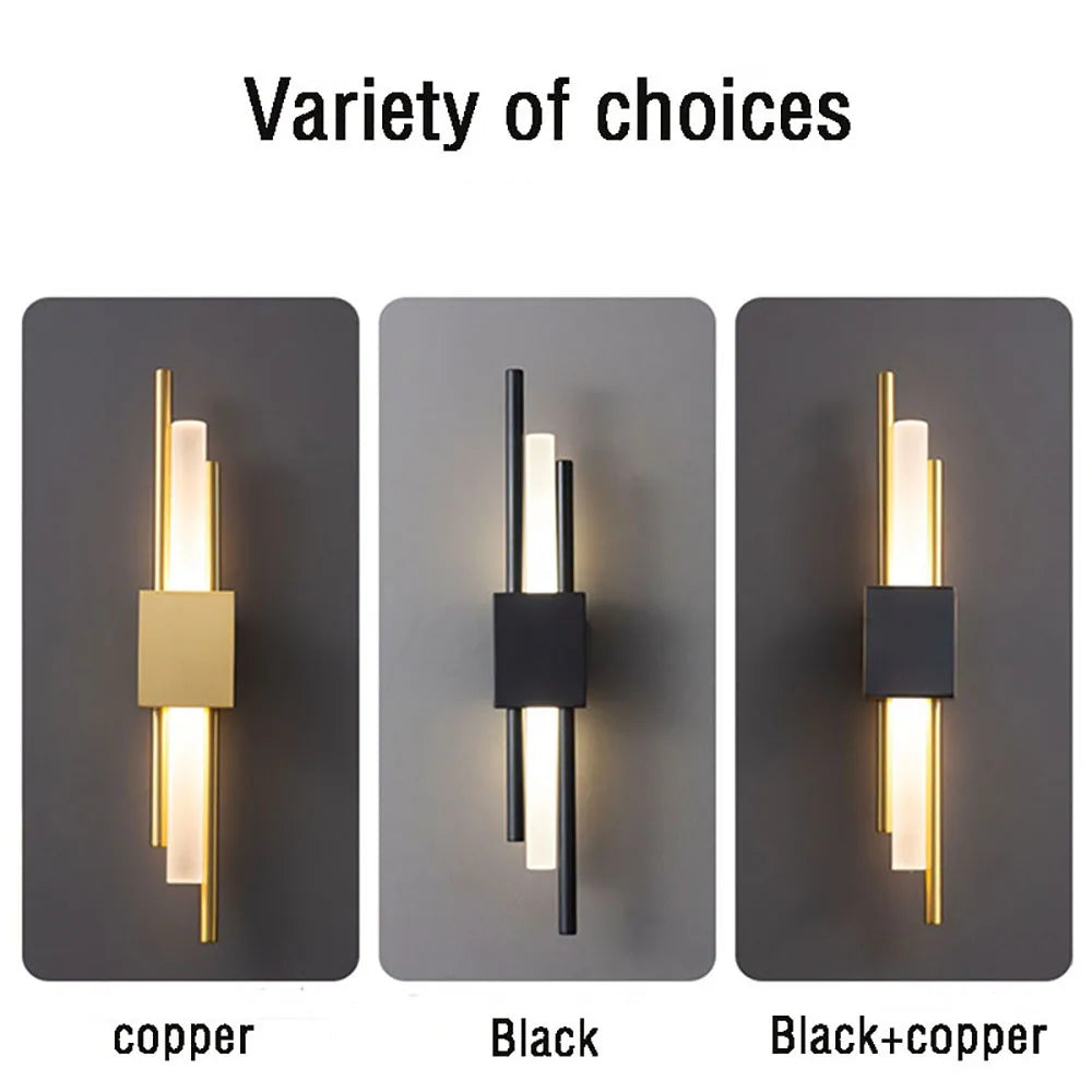 Nordic LED Wall Lamp Modern Metal Acrylic Wall Sconce Up Down Light Black Gold Finish
