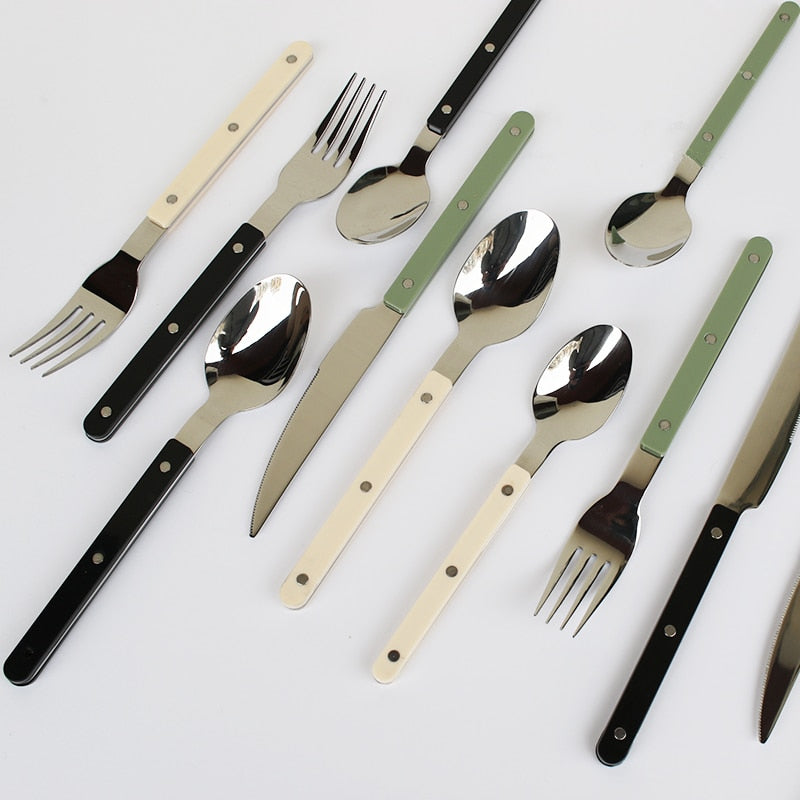 Harrow Bistro 24-Piece Cutlery Set Western Engraved Design Durable Dinnerware for 6