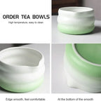 Japanese Ceramic Matcha Bowl Set 550ml Green with Pouring Spout and Whisk Holder for Tea Ceremony