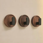 Self-Adhesive Walnut Wood Wall Hooks Round Decorative Key Towel Coat Holder for Bathroom Kitchen Hallway