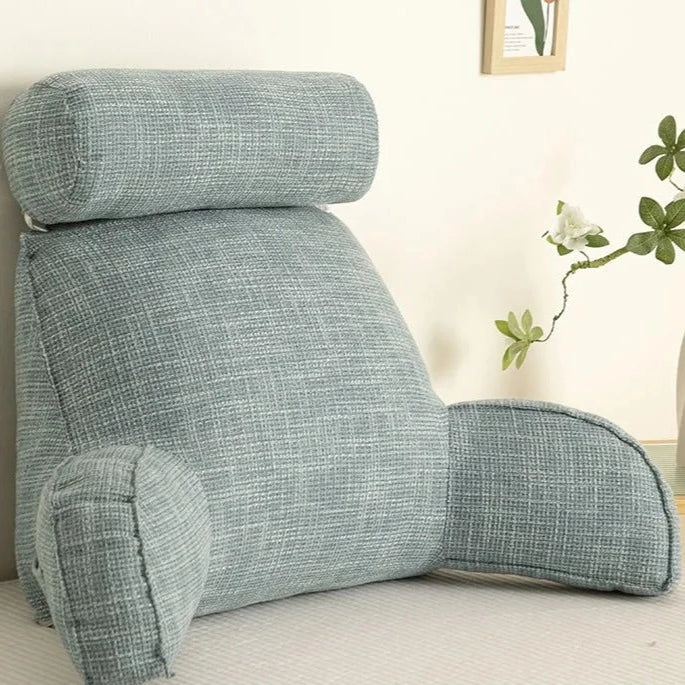 Ergonomic Back Cushion with Adjustable Headrest and Soft Armrests for Neck Support