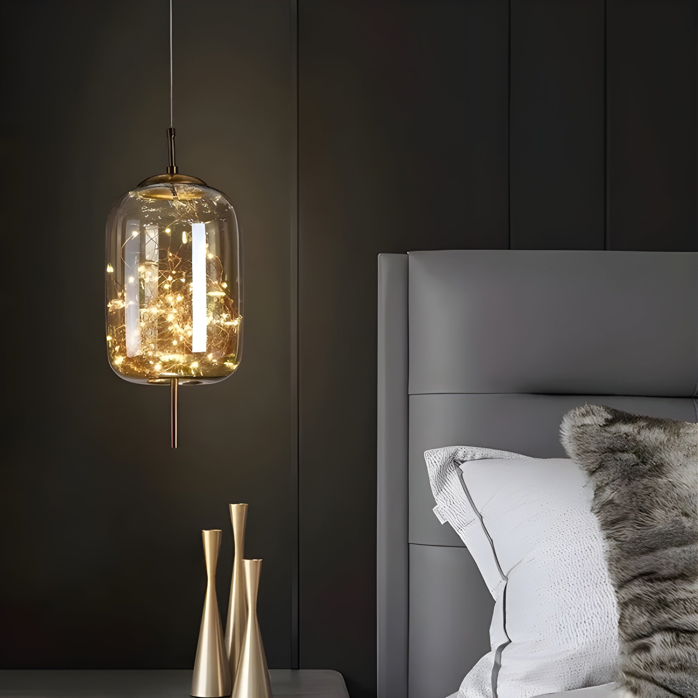 CrystalBeam Modern LED Pendant Light Star Design Glass Dimmable Cord Pendant Lamp
