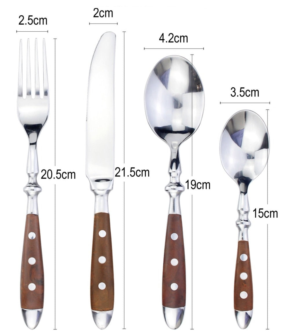 Nietengriff Stainless Steel Cutlery Set with Rivet Handles 4-Piece Fork Knife Spoon Set