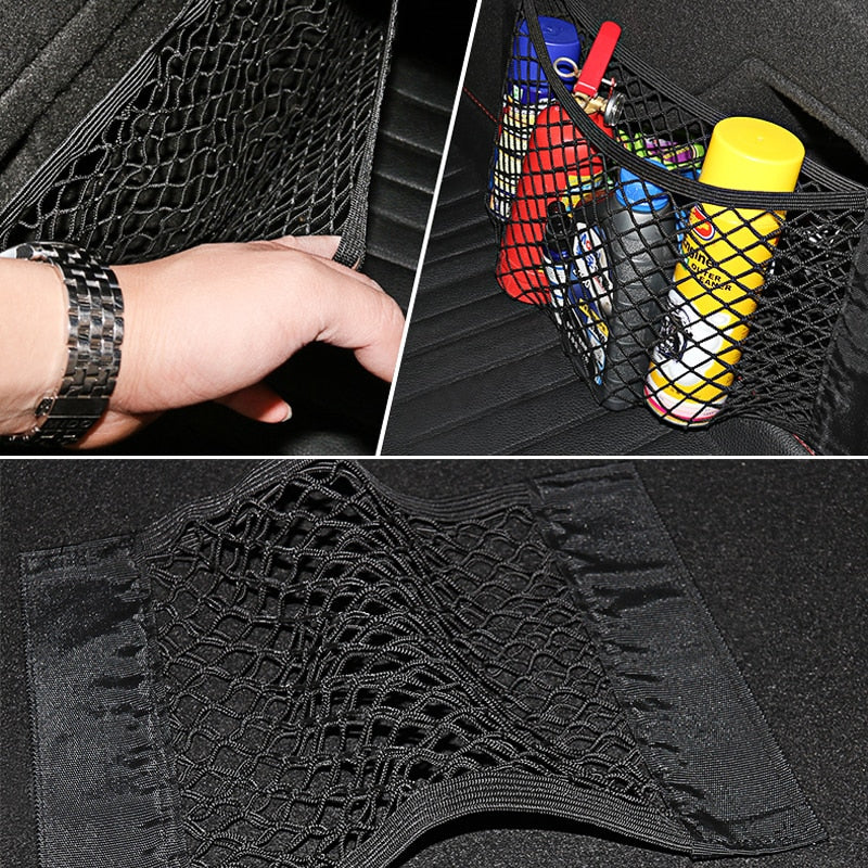 Stretchy Elastic Mesh Car Backseat Organizer Net for Vehicle Storage and Tidiness