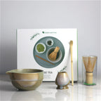 Ceramic Matcha Tea Set with Bamboo Whisk 4-Piece Traditional Japanese Tea Ceremony Kit Green