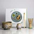 Ceramic Matcha Tea Set with Bamboo Whisk 4-Piece Traditional Japanese Tea Ceremony Kit Green