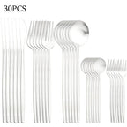 RefinedTable 30-Piece Cutlery Set Stainless Steel Dining Flatware Spoons Forks Knives