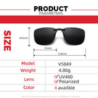 Clip-On Polarized Sunglasses UV400 with Square Frame for Prescription Glasses Driving Outdoor