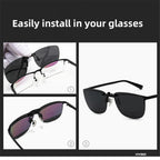 Clip-On Polarized Sunglasses UV400 with Square Frame for Prescription Glasses Driving Outdoor