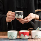 Hand-Painted Blue Ceramic Tea Set Porcelain Standard Size with Gift Box