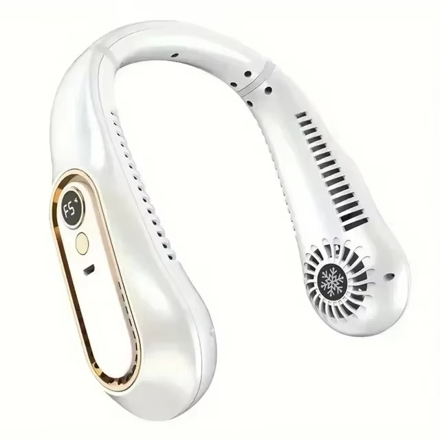 Portable Neck Air Conditioner Cooling Fan Rechargeable Leafless Personal Wearable Fan