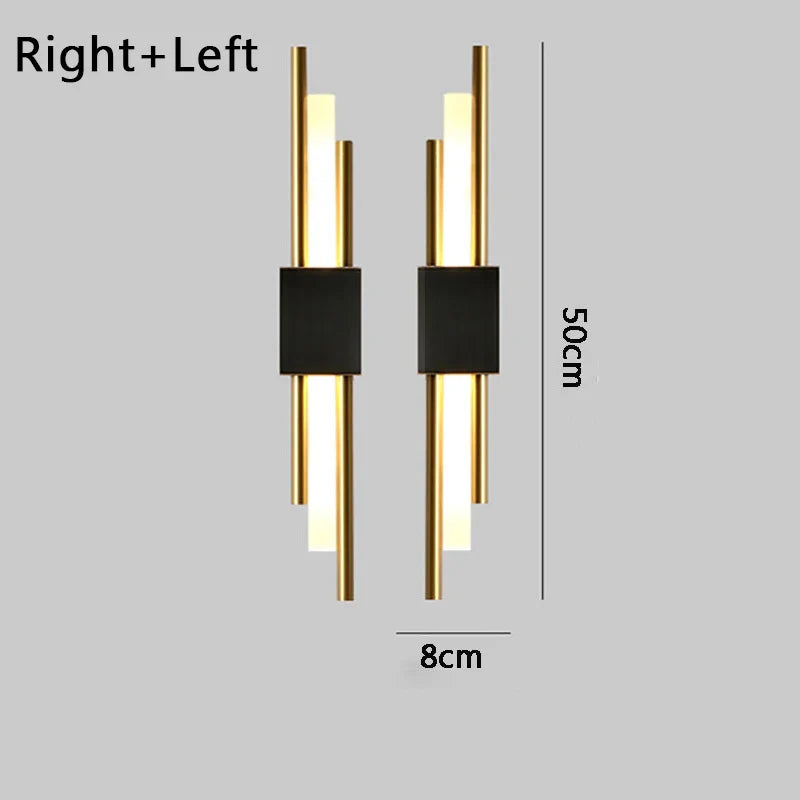 Nordic LED Wall Lamp Modern Metal Acrylic Wall Sconce Up Down Light Black Gold Finish