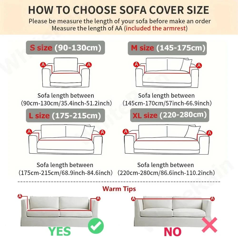 Sofa Cover Non-Slip Jacquard Fabric Machine Washable Protective Couch Wrap in Multiple Sizes and Colors