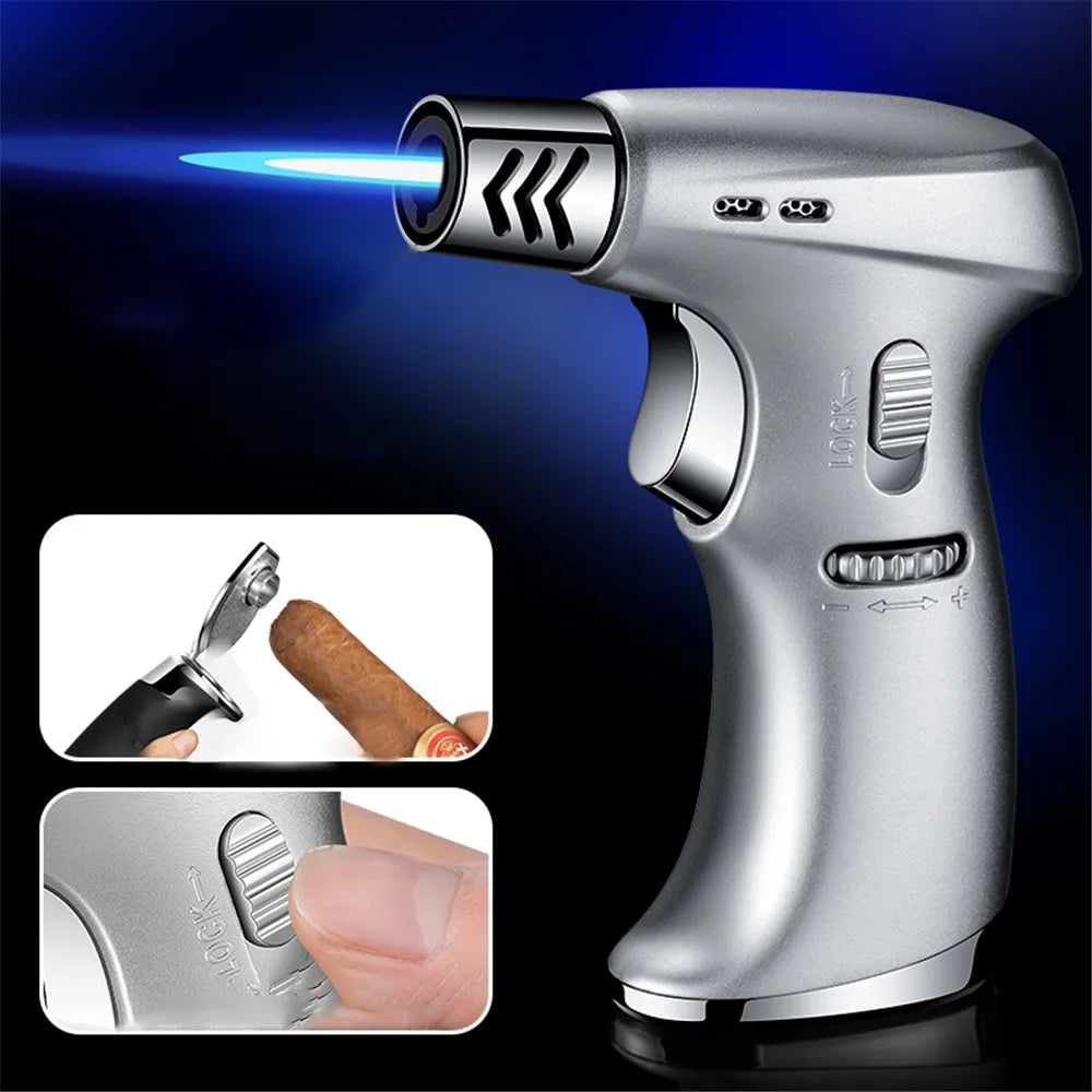 Portable Butane Torch Jet Flame Lighter Windproof Metal Outdoor Camping Cooking Ignition Tool