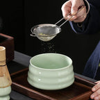 Matcha Tea Set Bamboo and Ceramic Traditional Japanese Whisk Bowl Scoop Eco-Friendly