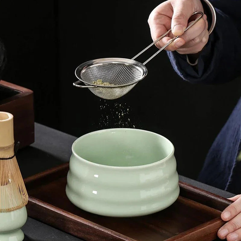 Matcha Tea Set Bamboo and Ceramic Traditional Japanese Whisk Bowl Scoop Eco-Friendly