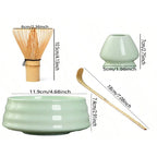 Matcha Tea Set Bamboo and Ceramic Traditional Japanese Whisk Bowl Scoop Eco-Friendly