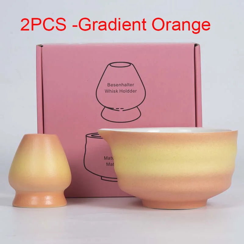 Matcha Tea Gift Set Bamboo and Ceramic Tea Making Kit 2 or 7 Pieces Natural Finish