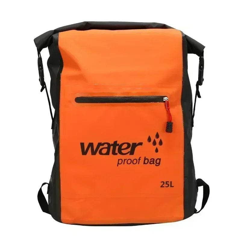 Waterproof Breathable Backpack 25L Roll-Top Closure PVC Mesh for Kayaking Trekking Outdoor Adventures