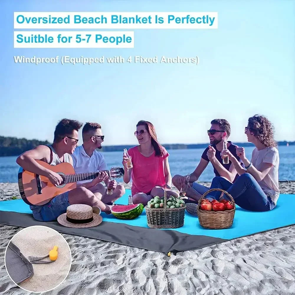 TerraLoom Beach Blanket 210x200 cm Sand-Resistant Waterproof Lightweight Large Outdoor Mat
