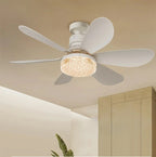 Flower Pattern Energy Saving Ceiling Fan Lamp with Remote Control LED Light Modern 6-Blade Quiet Operation