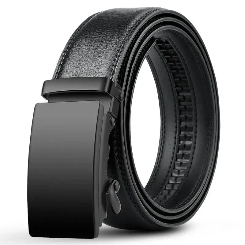 Men’s PU Leather Belt Automatic Buckle Adjustable Black Brown 3.5 cm Wide